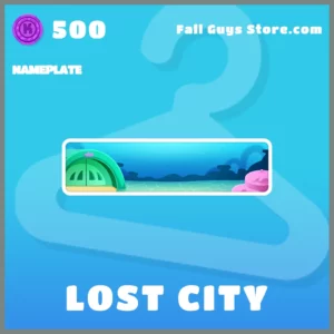 Lost City nameplate in Fall Guys